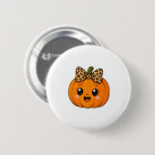 Süßer orangefarbener kleiner Kürbis Halloween Name Button (Vorne & Hinten)