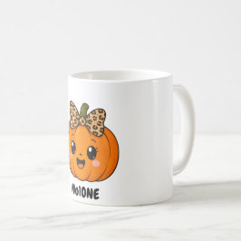 Süßer orangefarbener kleiner Kürbis Halloween Name Kaffeetasse