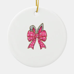 Süßer Oster-Tag Coquette-Bogen-Hase-Kaninchen-Dame Keramik Ornament