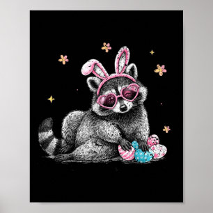 Süßer Oster-Waschbär-Hase Lustiges Frühjahrs-Tier- Poster