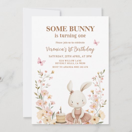 Süßer Osterhase 1. Geburtstag Einladung (Vorderseite)