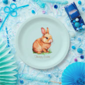 Süßer Osterhase auf Hellblau Pappteller (Party)