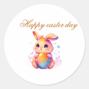 Süßer Osterhase-Aufkleber – Kawaii Pastell-Hase La Runder Aufkleber