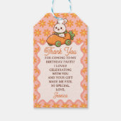 Süßer Osterhase Blumen 1. Geburtstag Danke schön Geschenkanhänger (Vorderseite)