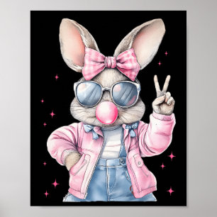 Süßer Osterhase, der Blasen bläst, Häschen Frauen Poster