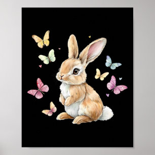 Süßer Osterhase Hase Schmetterling  Poster