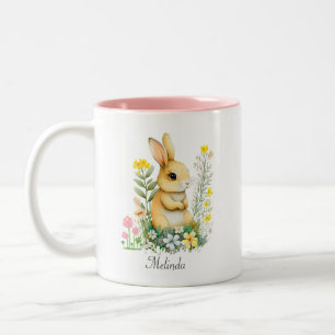 Süßer Osterhase & Herz personalisiert Zweifarbige Tasse
