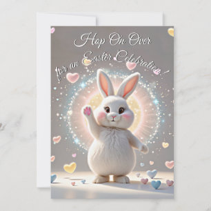Süßer Osterhase - Hübsche Pastellherzen Einladung