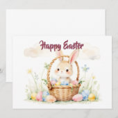 Süßer Osterhase im Korb mit bunten Eiern (Vorne/Hinten)
