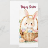 Süßer Osterhase im Korb mit farbenfrohen Eiern (Vorne/Hinten)