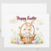 Süßer Osterhase im Korb mit farbenfrohen Eiern (Vorne/Hinten)