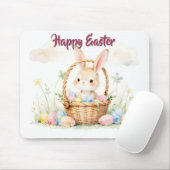 Süßer Osterhase im Korb mit farbenfrohen Eiern Mousepad (Mit Mouse)