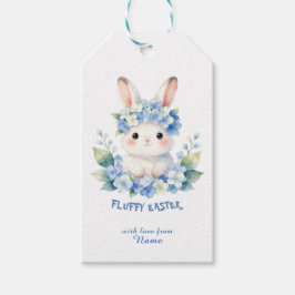 Süßer Osterhase im Wasserfarblook mit Hortensien Geschenkanhänger