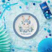 Süßer Osterhase im Wasserfarblook mit Hortensien Pappteller (Party)