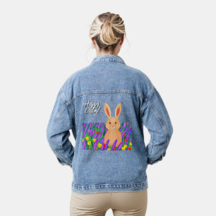 Süßer Osterhase in den Blumen Jeansjacke