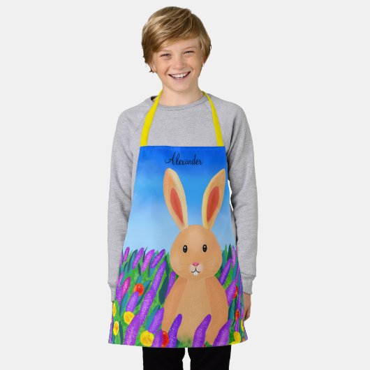Süßer Osterhase in den Blumen Schürze (Getragen)