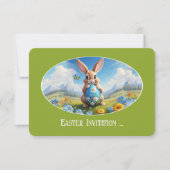 Süßer Osterhase in Landschaft -  Einladung (Vorderseite)