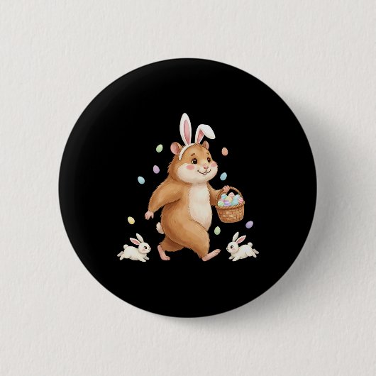 Süßer Osterhase Kaninchen Mit Eiern Whimsical Hams Button (Vorderseite)
