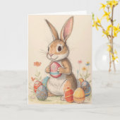 Süßer Osterhase  Karte (Gelbe Blume)