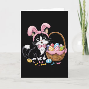 Süßer Osterhase Katze Mit Bysket Lustiges Frühling Karte