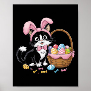 Süßer Osterhase Katze mit Bysket Lustiges Frühling Poster