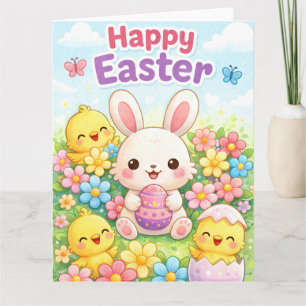 Süßer Osterhase & Küken   Frohe Ostern Karte