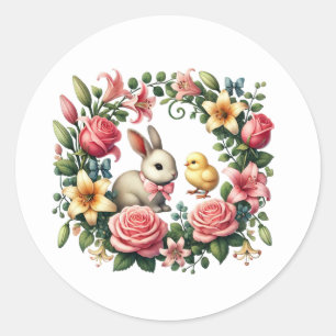 Süßer Osterhase-Küken Runder Aufkleber