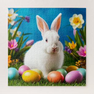 Süßer Osterhase mit bunten Eiern Puzzle