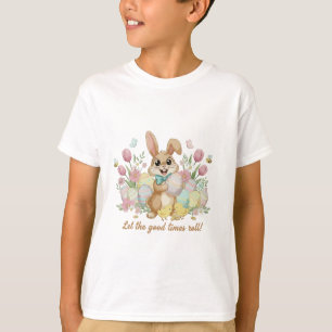Süßer Osterhase mit bunten Eiern und Frühling T-Shirt