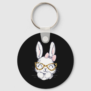 Süßer Osterhase mit Cheetah-Brille für die Mama Schlüsselanhänger