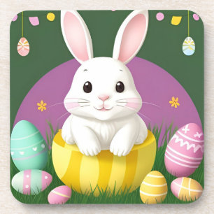 Süßer Osterhase mit dekorativen Eiern Getränkeuntersetzer