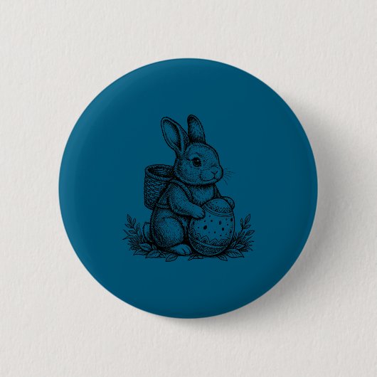 Süßer Osterhase mit Eierkorb Button (Vorderseite)