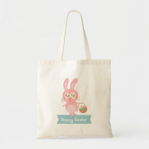 Süßer Osterhase mit einem Korb voller Eier Tragetasche