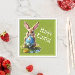 Süßer Osterhase mit einem Osterei -  Serviette