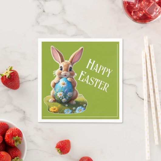 Süßer Osterhase mit einem Osterei -  Serviette (Beispiel)