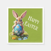 Süßer Osterhase mit einem Osterei -  Serviette (Vorderseite)