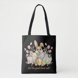 Süßer Osterhase mit farbenfrohen Eiern und Frühlin Tasche