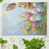Süßer Osterhase mit farbigen Eiern Geschirrtuch (Gefaltet)