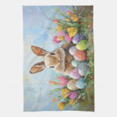 Süßer Osterhase mit farbigen Eiern Geschirrtuch (Vertikal)