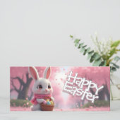 Süßer Osterhase mit Korb und bunten Eiern (Stehend Vorderseite)