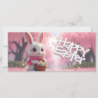 Süßer Osterhase mit Korb und bunten Eiern