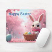 Süßer Osterhase mit Korb voller bunter Eier Mousepad (Mit Mouse)