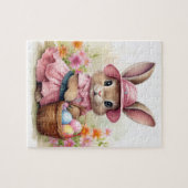 Süßer Osterhase mit Osterkorb Puzzle (Horizontal)