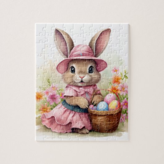 Süßer Osterhase mit Osterkorb Puzzle (Vertikal)