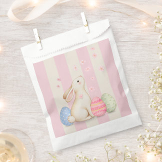 Süßer Osterhase, Pastell-Eier und rosa Streifen Geschenktütchen