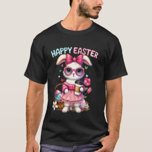 Süßer Osterhase trinkt Eis Kaffee Oster Schleife W T-Shirt
