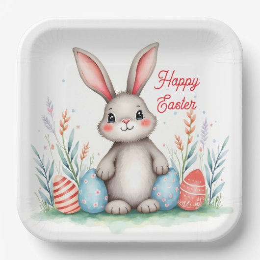Süßer Osterhase und Eier Beliebte Sammlung Pappteller (Vorderseite)