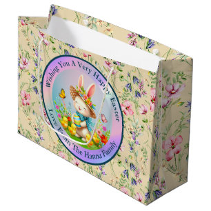 Süßer Osterhase und glückliche Frühlingsblumen Fei Große Geschenktüte