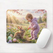 Süßer Osterhase und Kind Mousepad (Mit Mouse)
