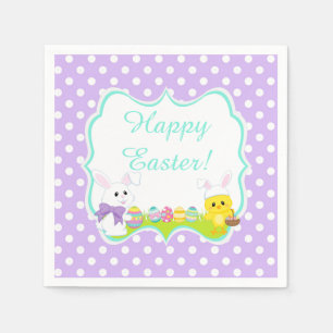 Süßer Osterhase und Küken Ostereiersuche Serviette